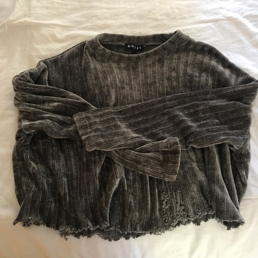 Motel Rocks distressed bottom crop sweater